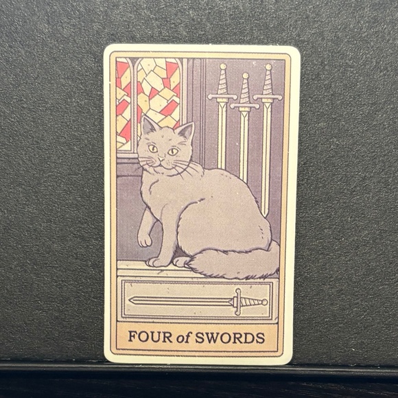 Other - CAT TAROT CARD STICKER - FOUR OF SWORDS